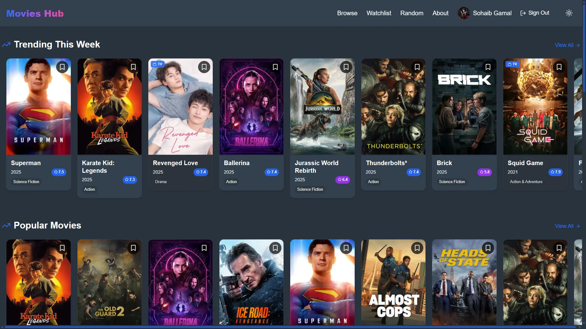 Movies Hub portfolio project preview